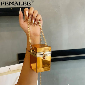 Vintage Acrylic Bag Metal Lock Shoulder Crossbody Lipstick Purse