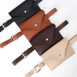 Vintage PU Leather Waist Bag Women Belt Phone Pouch Small Chest Pack