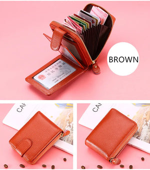 RFID Anti-theft Leather Zipper Organ Wallet