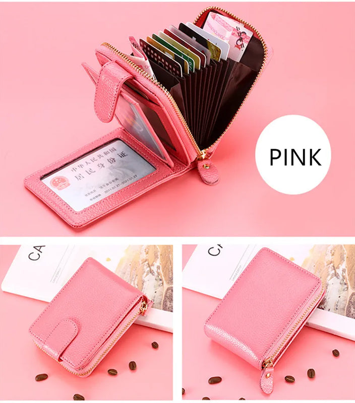 RFID Anti-theft Leather Zipper Organ Wallet
