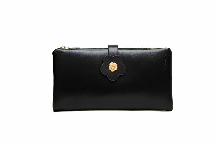 Small Fresh Flower Buckle PU Wallet Women's Handbag