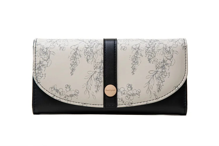 Women's Long PU Buckle Zipper Handbag