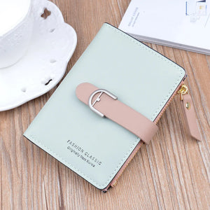 Women's Short Wallet Soft Leather Belt Buckle Small Wallet