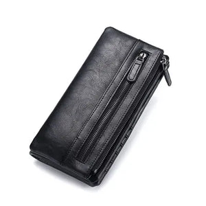 Men's Long Zipper Soft Wallet PU Waterproof Multifunctional