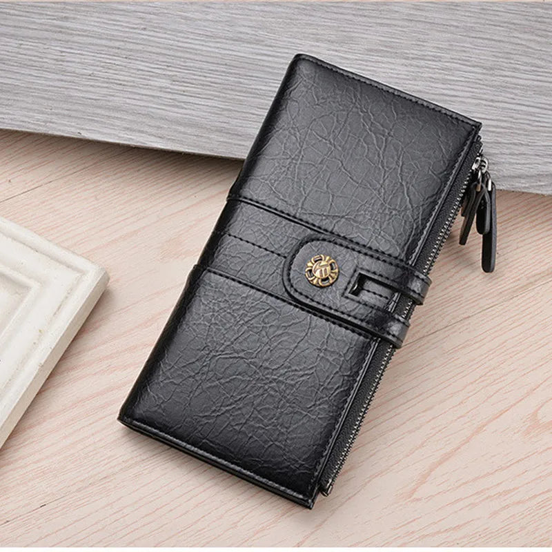 Men's Zipper Soft Wallet Multifunctional PU Waterproof Wallet