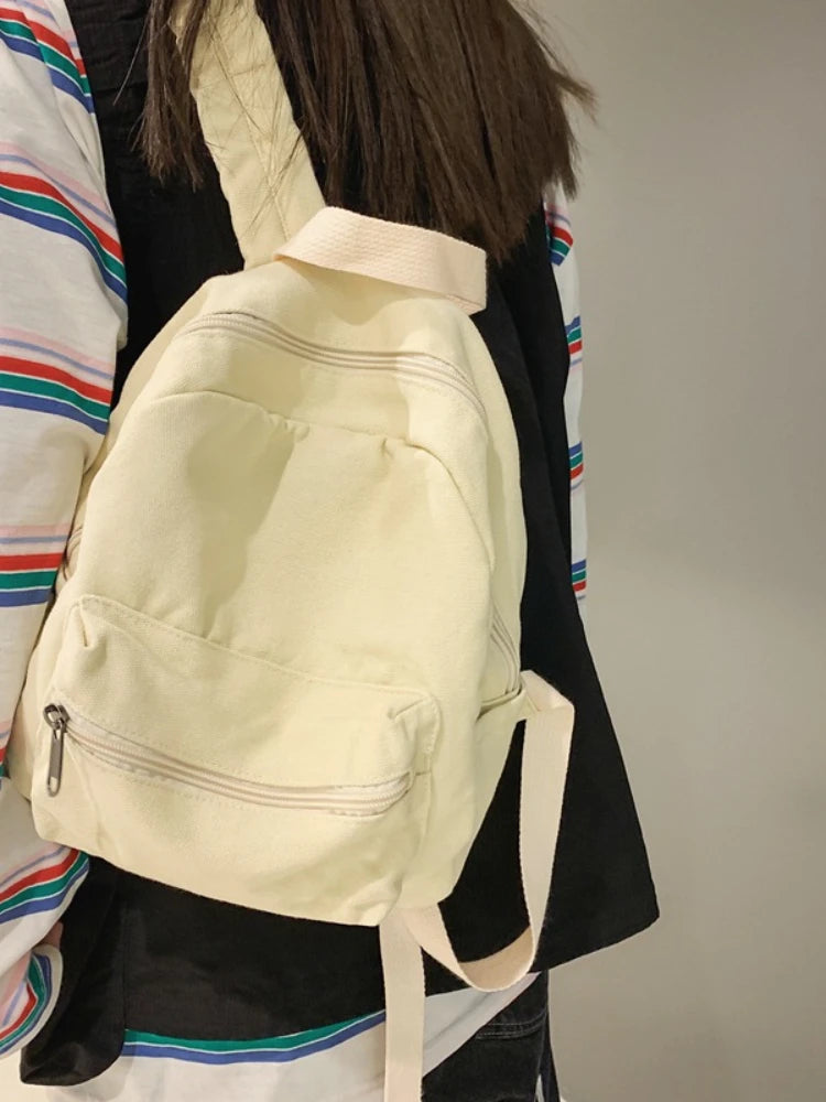 Canvas Backpack Vintage Ins Students Rucksack Small Backpack