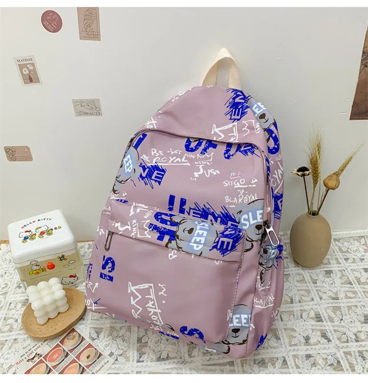 Waterproof Animal Printing Student Cartoon Backpack Female Laptop Bookbag