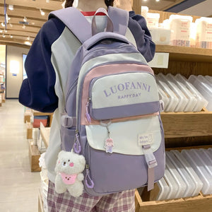 Waterproof Nylon Women Backpack Japanese Female Students Schoolbag Multilayer