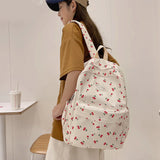 Cherry Print Waterproof Nylon Backpack for Women