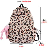 Leopard Print Nylon Women Backpack Travel Bag Schoolbag