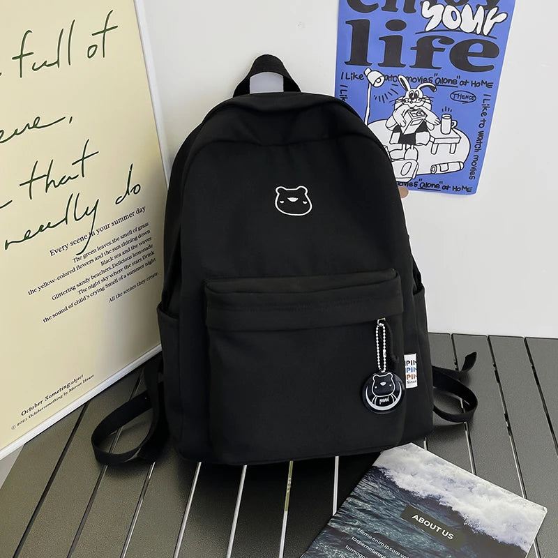 Waterproof Nylon Women Backpack Schoolbag Teenage Girls Solid Bookbag Mochila