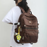 Waterproof Nylon Women's Backpack Schoolbag for Teenage Girls Solid Bookbag
