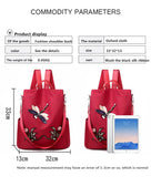 Waterproof Dragonfly Flower 3D Embroidered Backpack for Girls