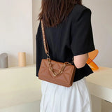 Solid Square Crossbody Bags with Wide Strap Chain