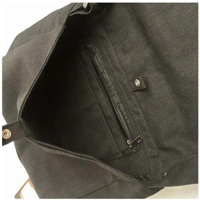 Canvas Shoulder Bag for Women Solid Casual Messenger Bag