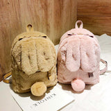 Winter Faux Fur Mini Backpack Rabbit Ear Women Travel Shoulder Bag