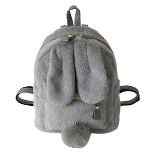Winter Faux Fur Mini Backpack Rabbit Ear Women Travel Shoulder Bag