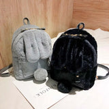 Winter Faux Fur Mini Backpack Rabbit Ear Women Travel Shoulder Bag