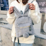 Winter Faux Fur Mini Backpack Rabbit Ear Women Travel Shoulder Bag