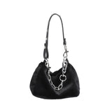 Winter Pink Faux Fur Underarm Bags for Women Y2K Shoulder Bags
