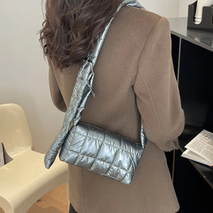 Winter Down Cotton Shoulder Bag Soft Nylon Handbags Crossbody Bags For Women