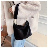 Winter Furry Women Large Handbags Shoulder Messenger Bags Soft Plush Female