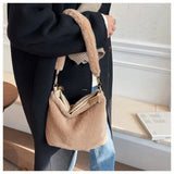 Winter Furry Women Large Handbags Shoulder Messenger Bags Soft Plush Female
