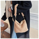 Winter Furry Women Large Handbags Shoulder Messenger Bags Soft Plush Female