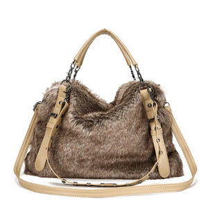 Winter Locomotive Bag Plush Warm Rabbit Fur Bag Plush Female Bag