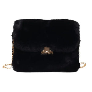 Winter Plush Shoulder Bag Faux Fur Crossbody Bags For Women Chain Handbag