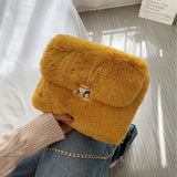 Winter Plush Shoulder Bag Faux Fur Crossbody Bags For Women Chain Handbag