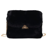 Winter Plush Shoulder Bag Faux Fur Crossbody Bags For Women Chain Handbag