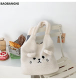 Winter Soft Plush Tote Bag Women Lamb Hair Shoulder Bag