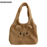 Winter Soft Plush Tote Bag Women Lamb Hair Shoulder Bag