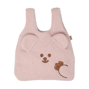 Winter Plush Tote Bag with Cartoon Embroidery
