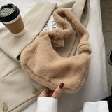 Winter Soft Plush Women Shoulder Bag Faux Fur Small Underarm Bag