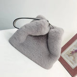 Winter Women Handbags Faux Mink Fur Plush Shoulder Bucket Bags