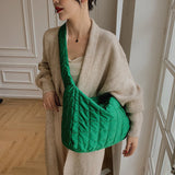 Winter Space Cotton Bag Plaid Pattern Handbag Female Tote Bags