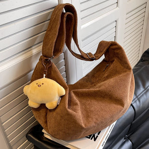 Winter Corduroy Crossbody Bag Large Capacity Hobo Handbag