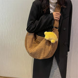 Winter Corduroy Crossbody Bag Large Capacity Hobo Handbag