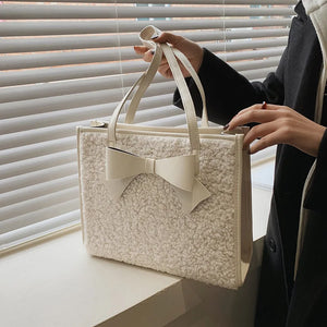 Winter Women's Plush Shoulder Bag High PU Leather Ladies Handbag