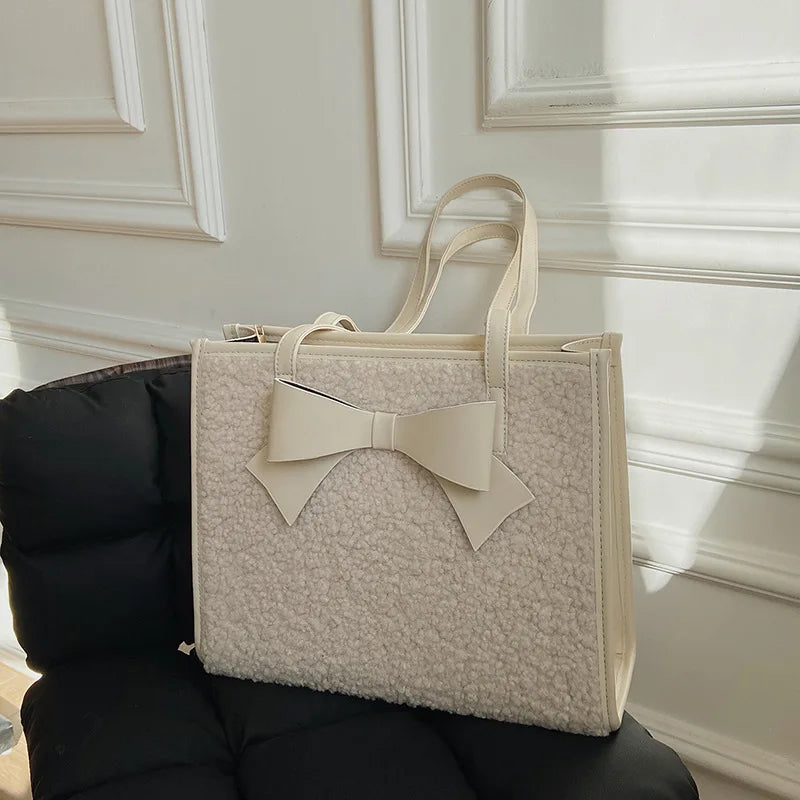 Winter Women's Plush Shoulder Bag High PU Leather Ladies Handbag