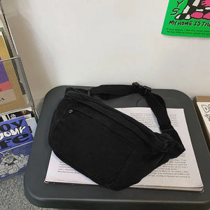 Large Capacity Canvas Waist Bag Unisex Fanny Pack Street Chest Bag