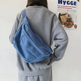 Large Capacity Canvas Waist Bag Unisex Fanny Pack Street Chest Bag