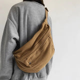 Large Capacity Canvas Waist Bag Unisex Fanny Pack Street Chest Bag