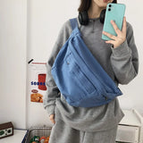 Large Capacity Canvas Waist Bag Unisex Fanny Pack Street Chest Bag