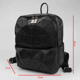 Geometric Patchwork School Backpack for Teenage Girls - Holographic