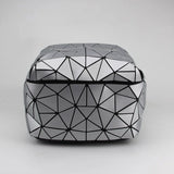 Geometric Patchwork School Backpack for Teenage Girls - Holographic