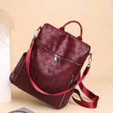 Multifunction Woven Pattern Leather Backpack for Women