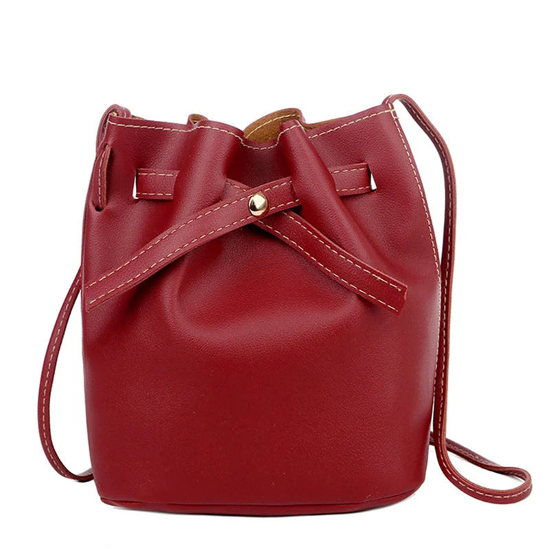 Women Backpack PU Leather School Bags Ladies Bucket Bag Shoulder Bags